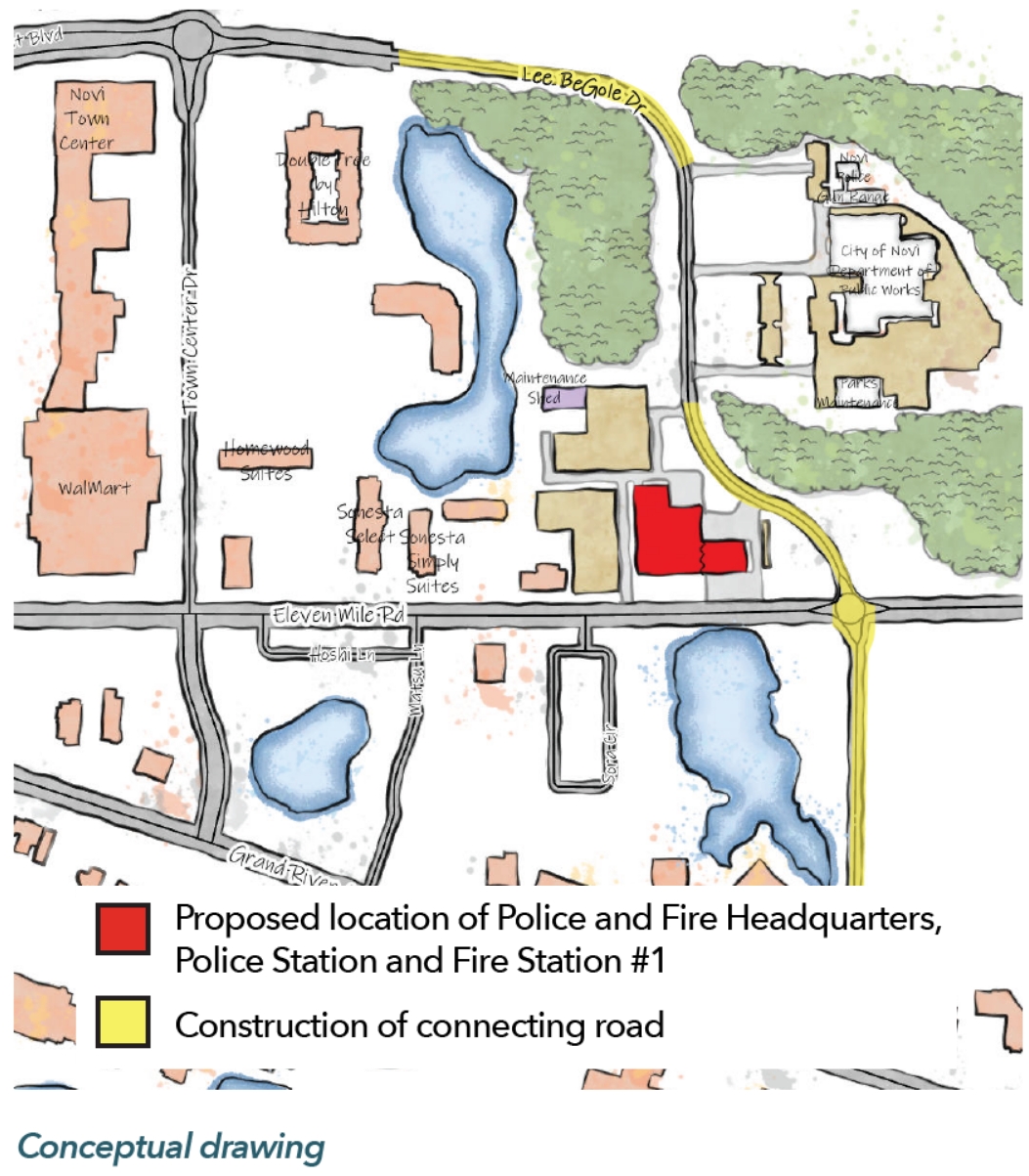 Conceptual drawing of the new Public Safety Headquarters