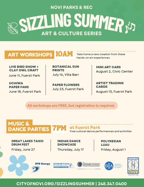 Sizzling Summer Art and Cultural Series flyer
