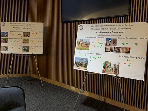 Display board with details of building a park